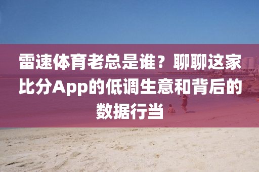 雷速体育老总是谁？聊聊这家比分App的低调生意和背后的数据行当