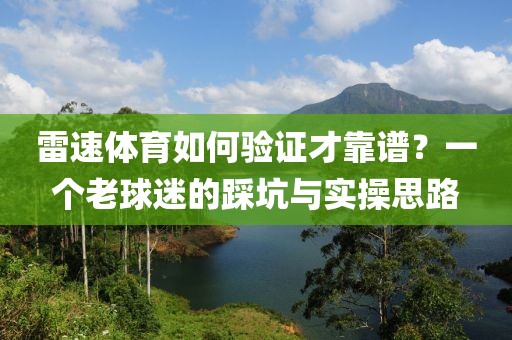 雷速体育如何验证才靠谱?一个老球迷的踩坑与实操思路