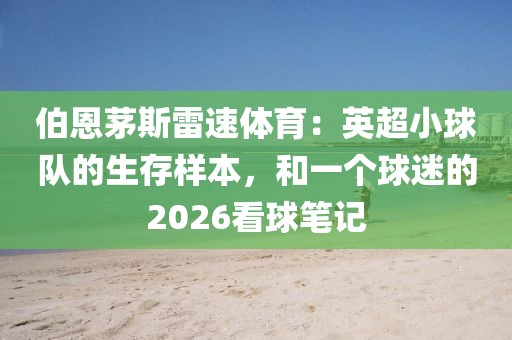 伯恩茅斯雷速体育:英超小球队的生存样本,和一个球迷的2026看球笔记