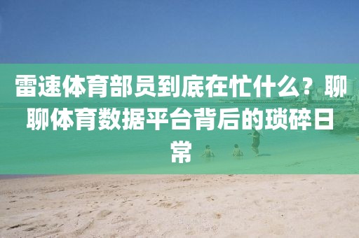 雷速体育部员到底在忙什么？聊聊体育数据平台背后的琐碎日常