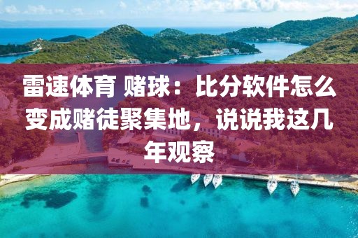雷速体育 赌球：比分软件怎么变成赌徒聚集地，说说我这几年观察